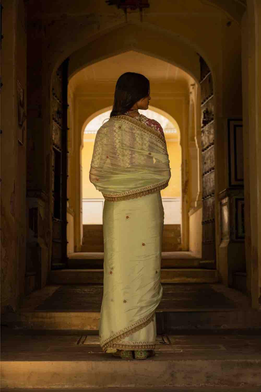 Mint Organza Silk Saree