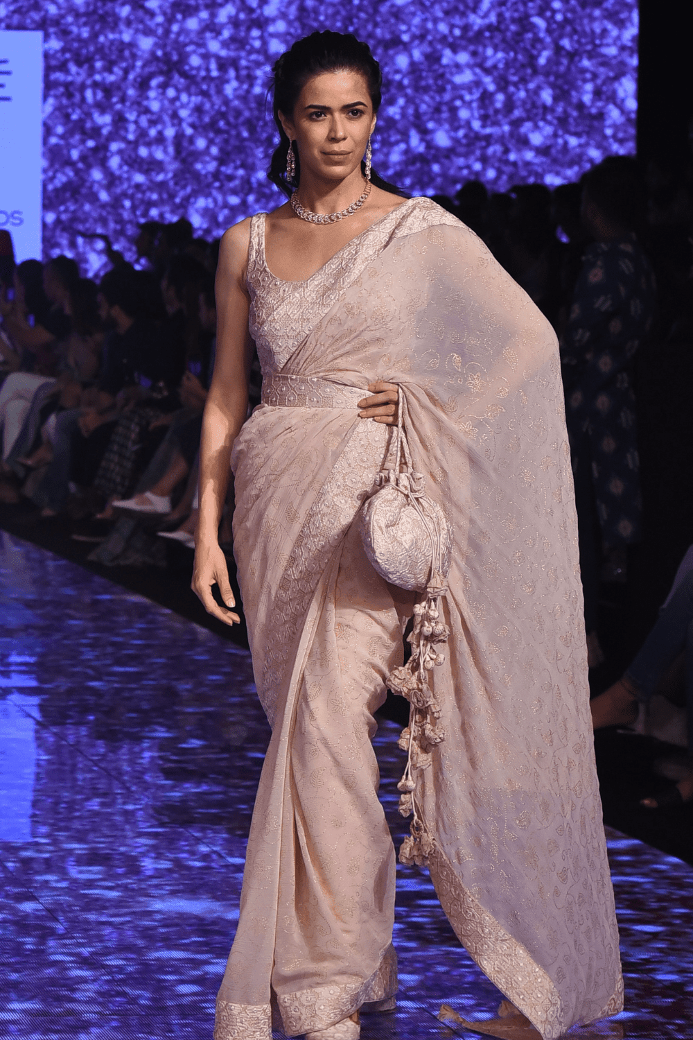 Chiffon Resham Work Saree With Blouse & Belt