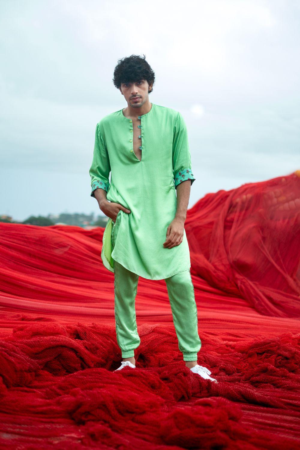 Turquoise Kurta With Pants