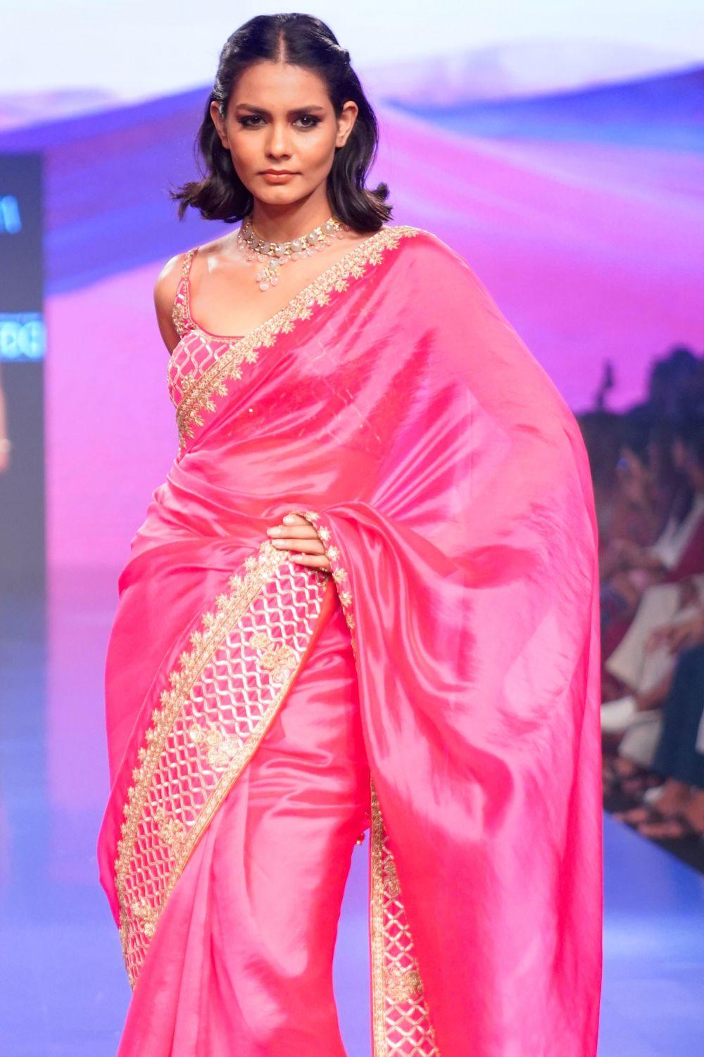 Gulaabi Gulaal Saree Hand Embroidered Saree Paired With heavy Blouse