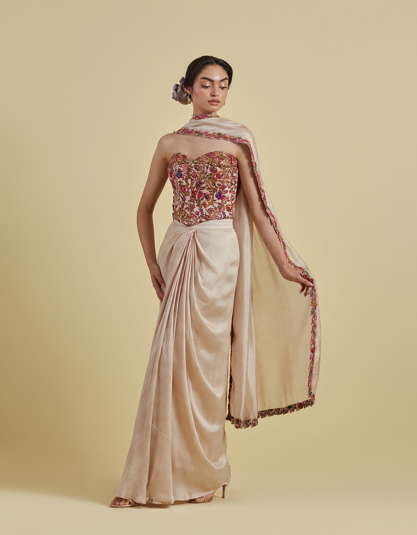 Corset And Draped Skirt Set