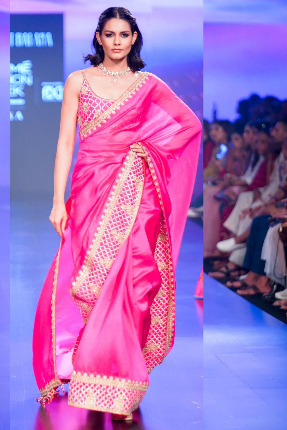 Gulaabi Gulaal Saree Hand Embroidered Saree Paired With heavy Blouse