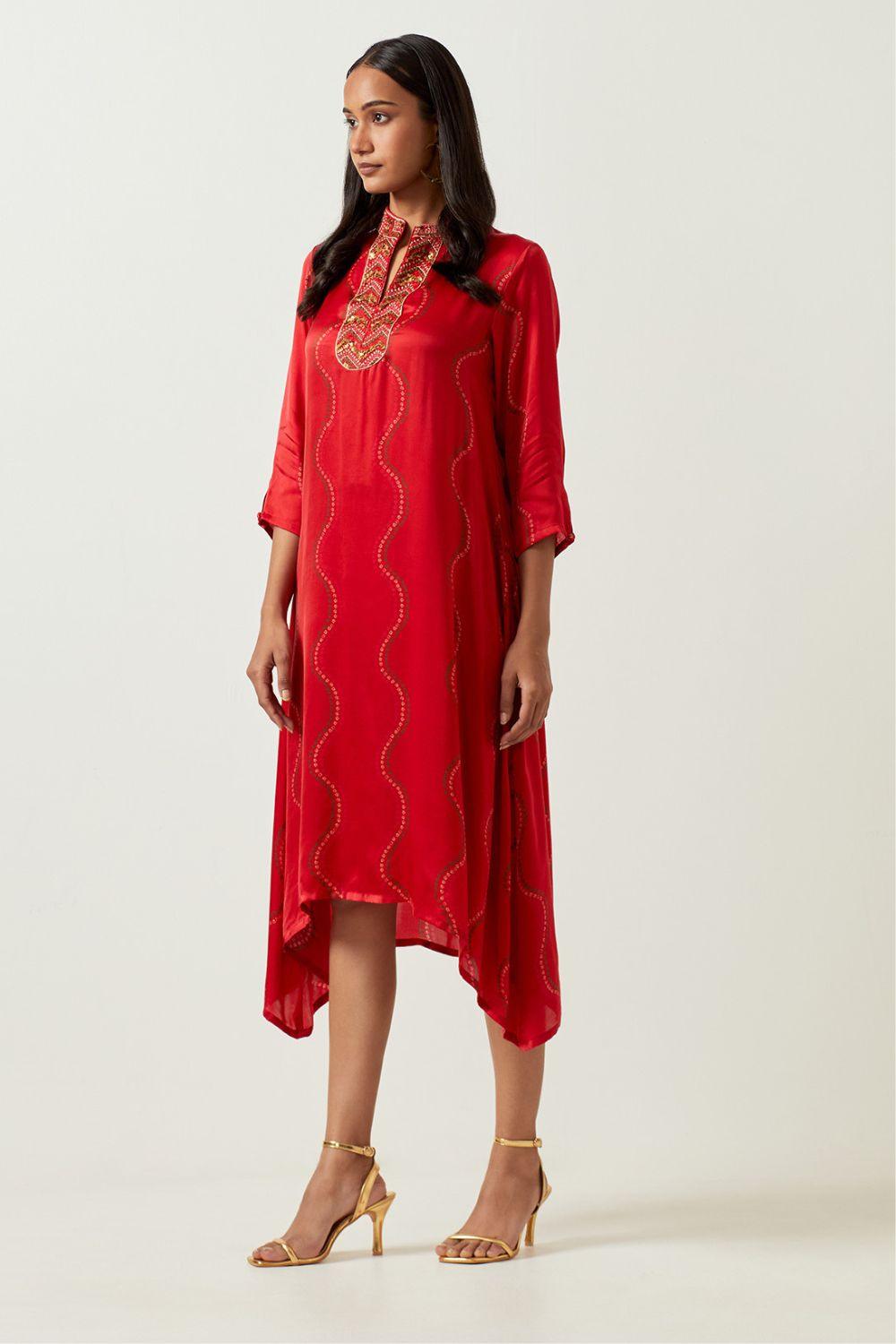 Red Bandhani Tunic