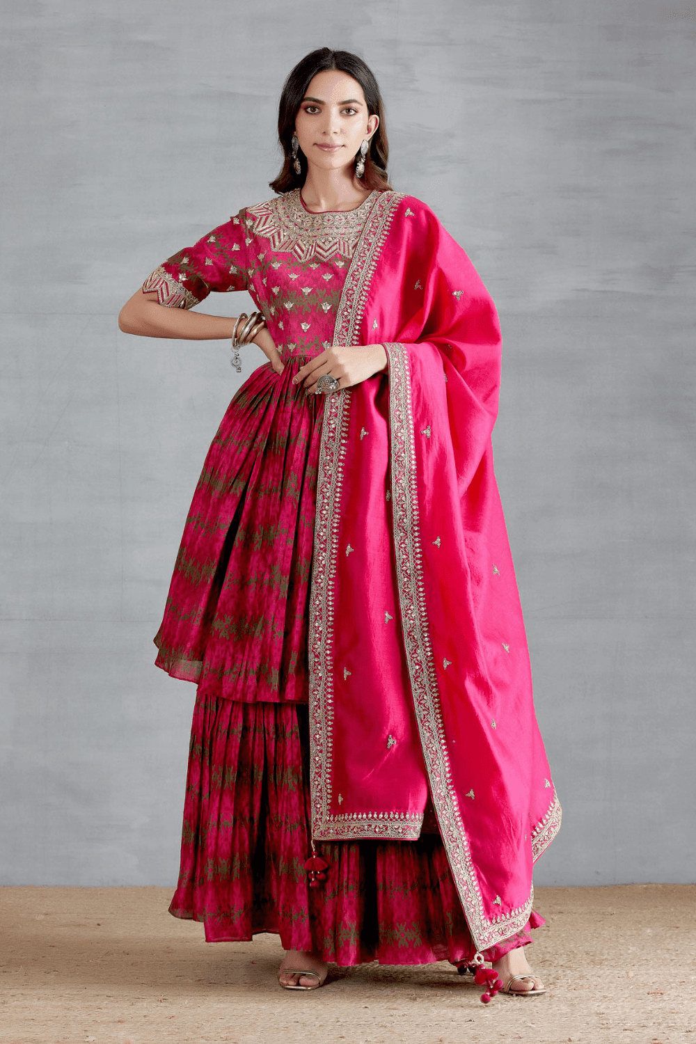 Heavy Neckline Marodi Dabka Work With Peplum Garara Set