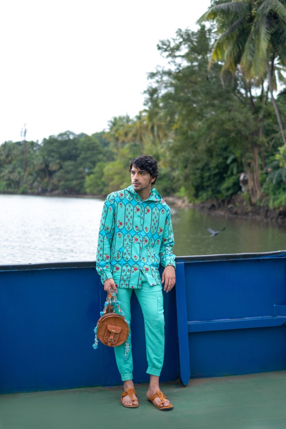 Turquoise Cotton Joggers Pant