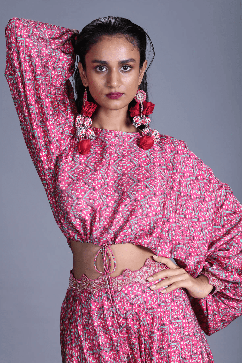 Loose String Top With Cowl Pant