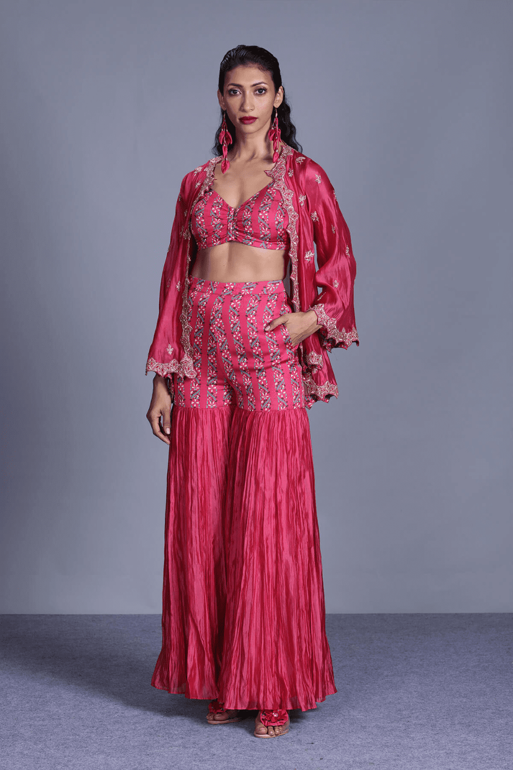 Organza Cape With Gharara Set