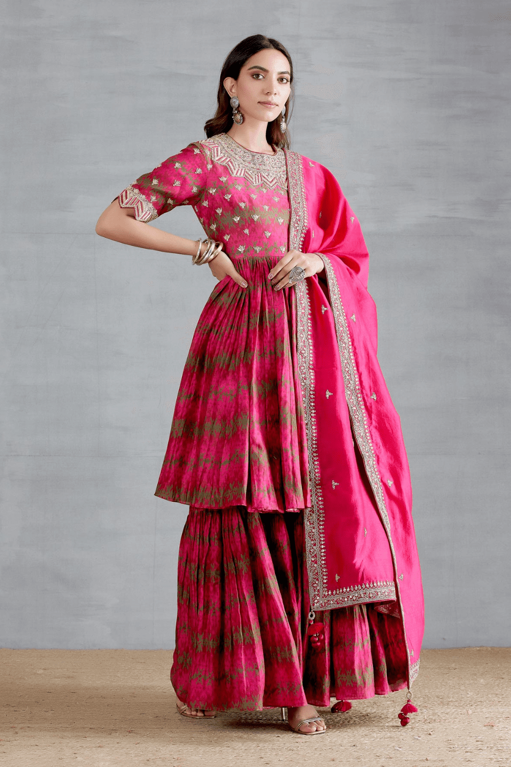 Heavy Neckline Marodi Dabka Work With Peplum Garara Set