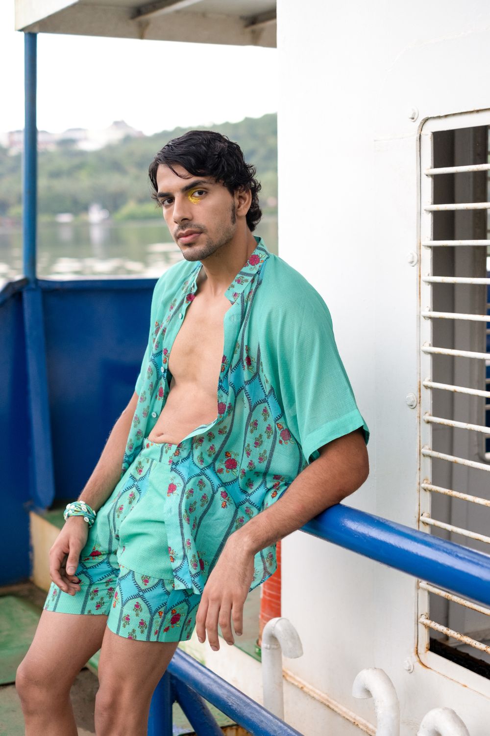 Turquoise Printed Shirt