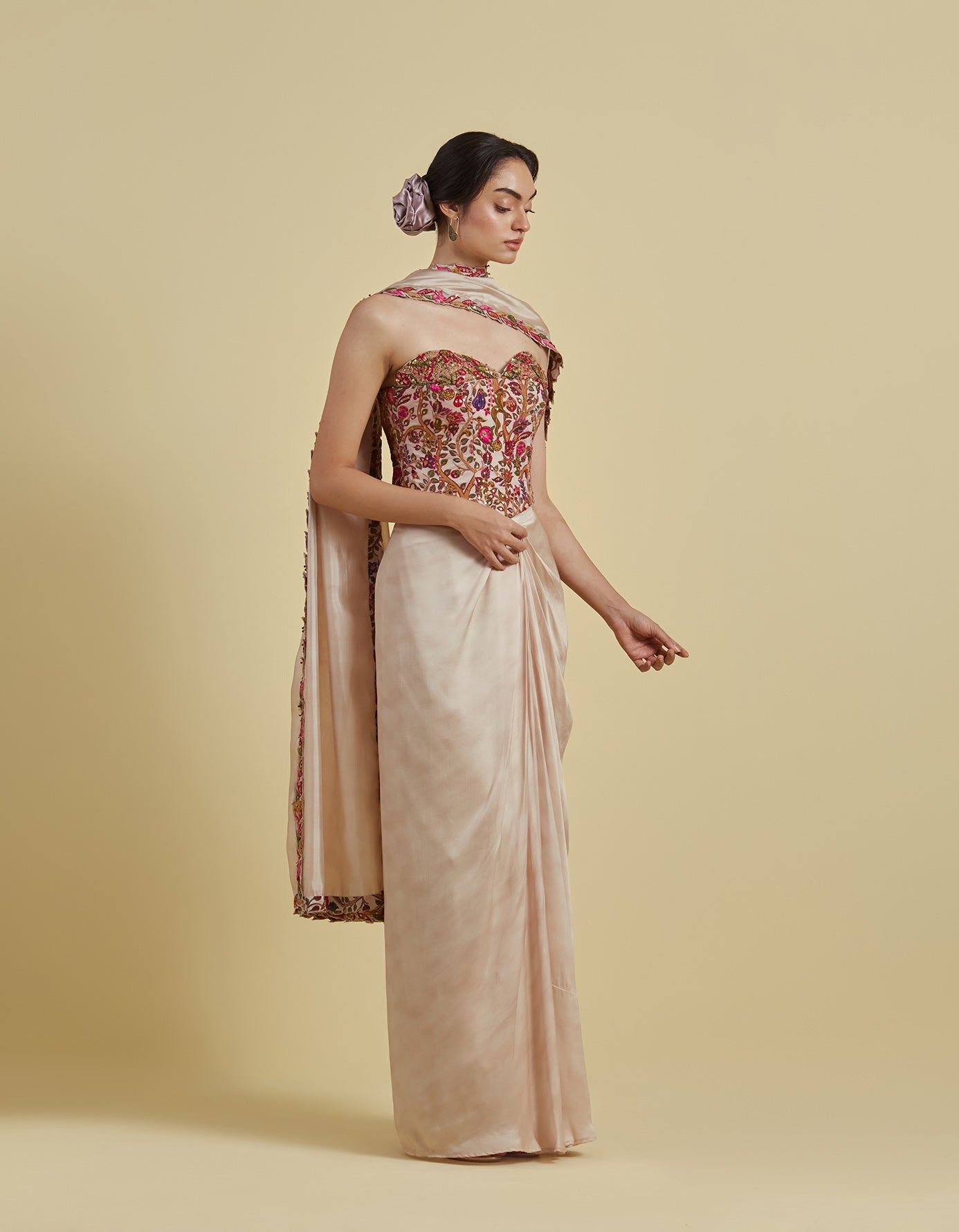 Corset And Draped Skirt Set