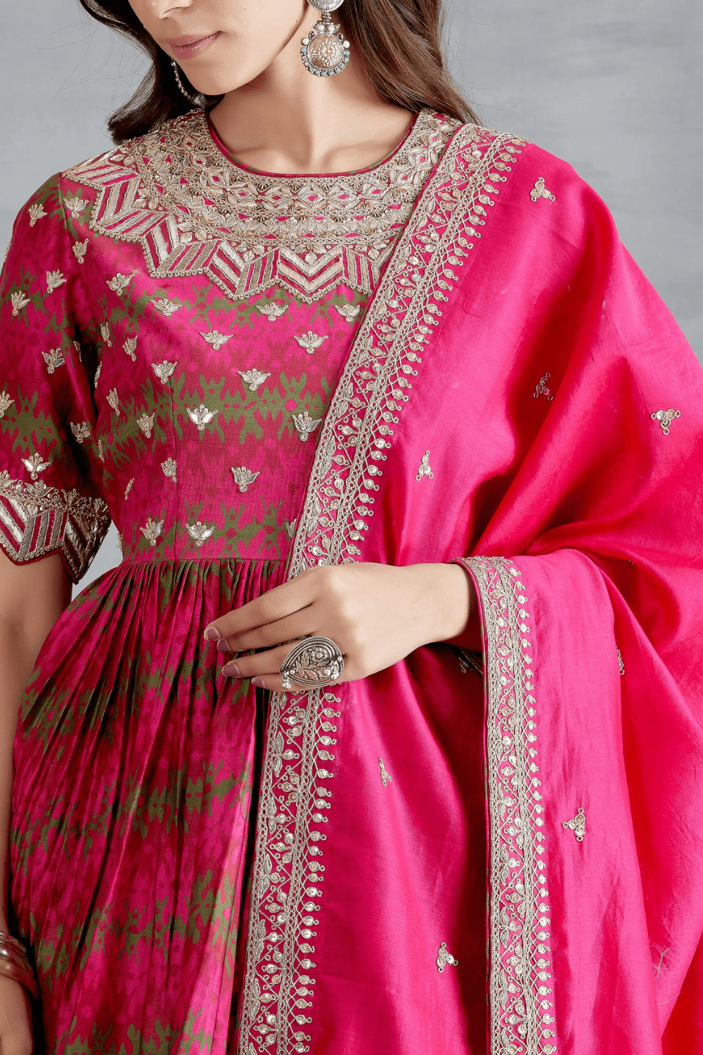 Heavy Neckline Marodi Dabka Work With Peplum Garara Set