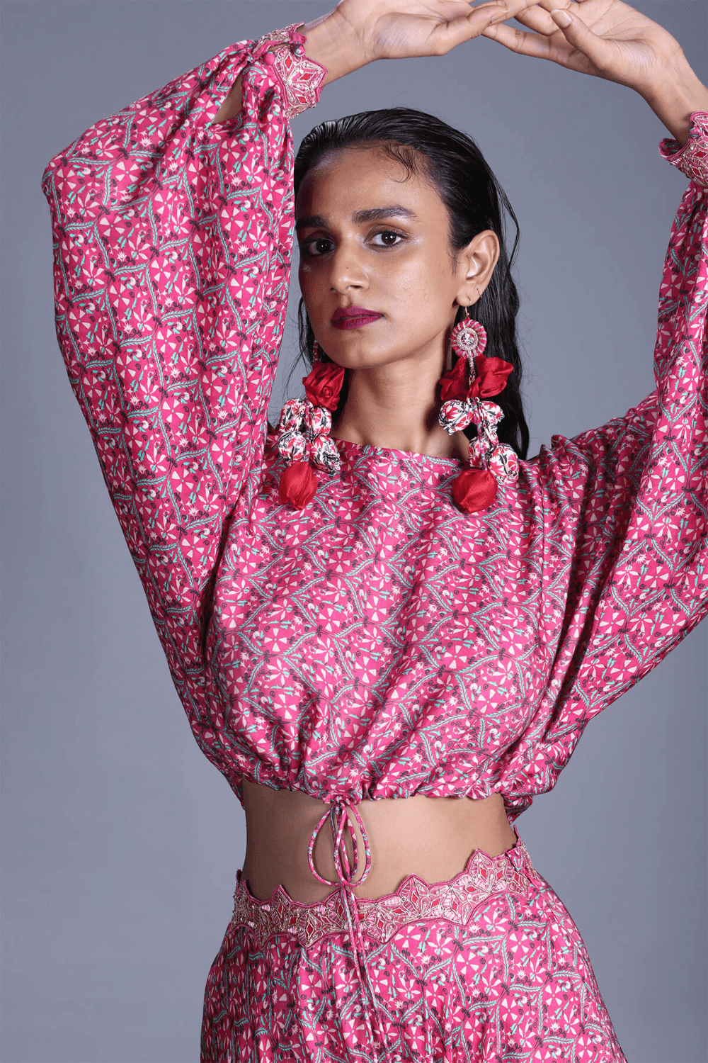 Loose String Top With Cowl Pant