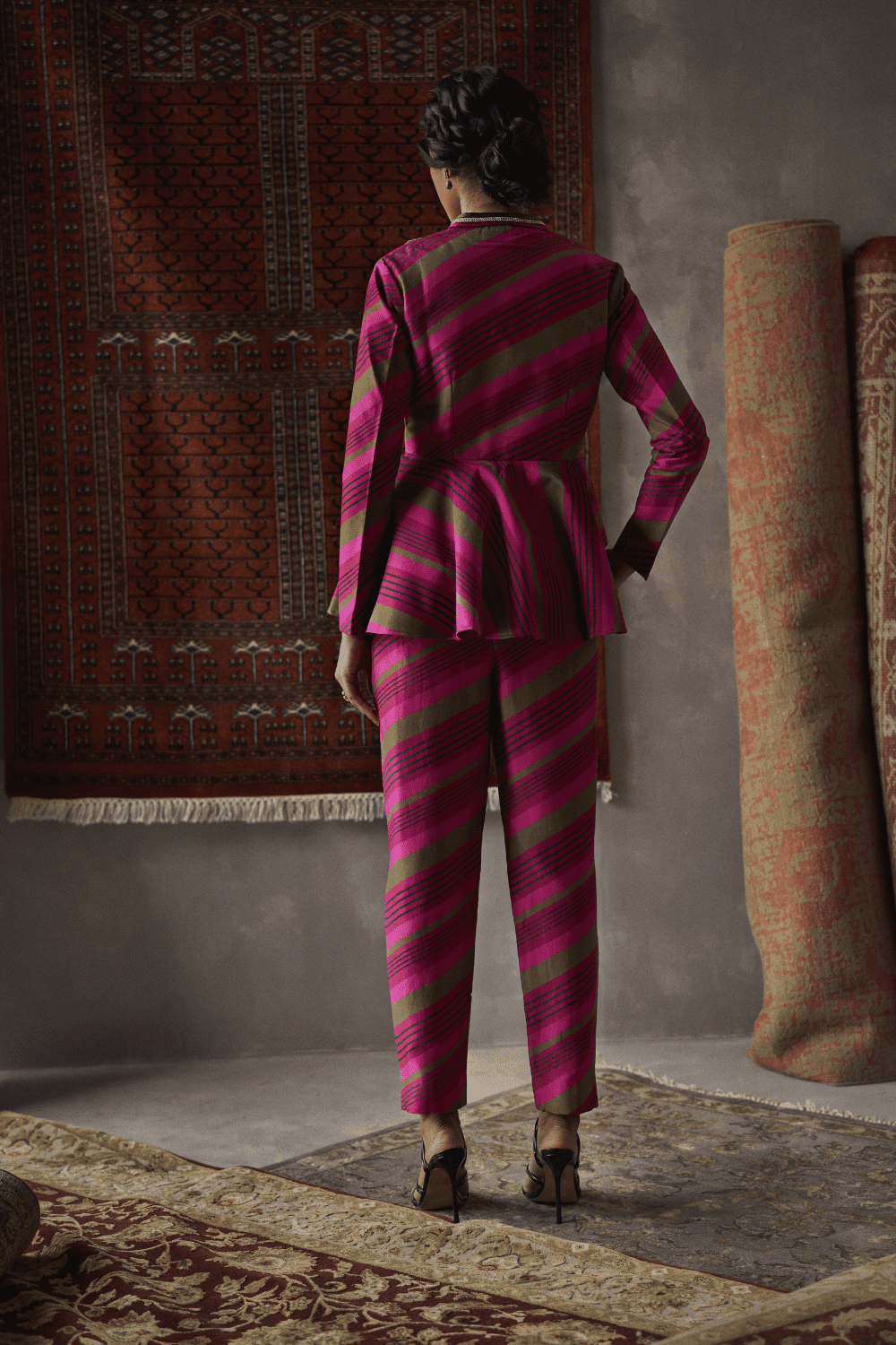 Cherry Red Silk Chanderi Co-ord Set