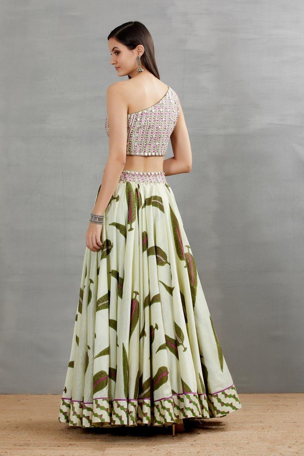 Printed Skirt With Embellished Top Set