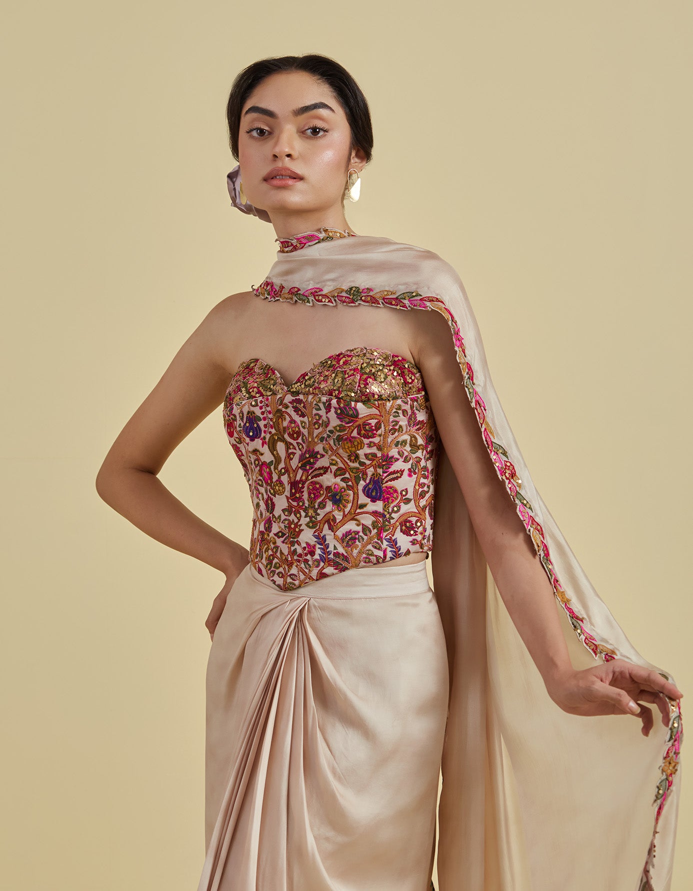 Corset And Draped Skirt Set