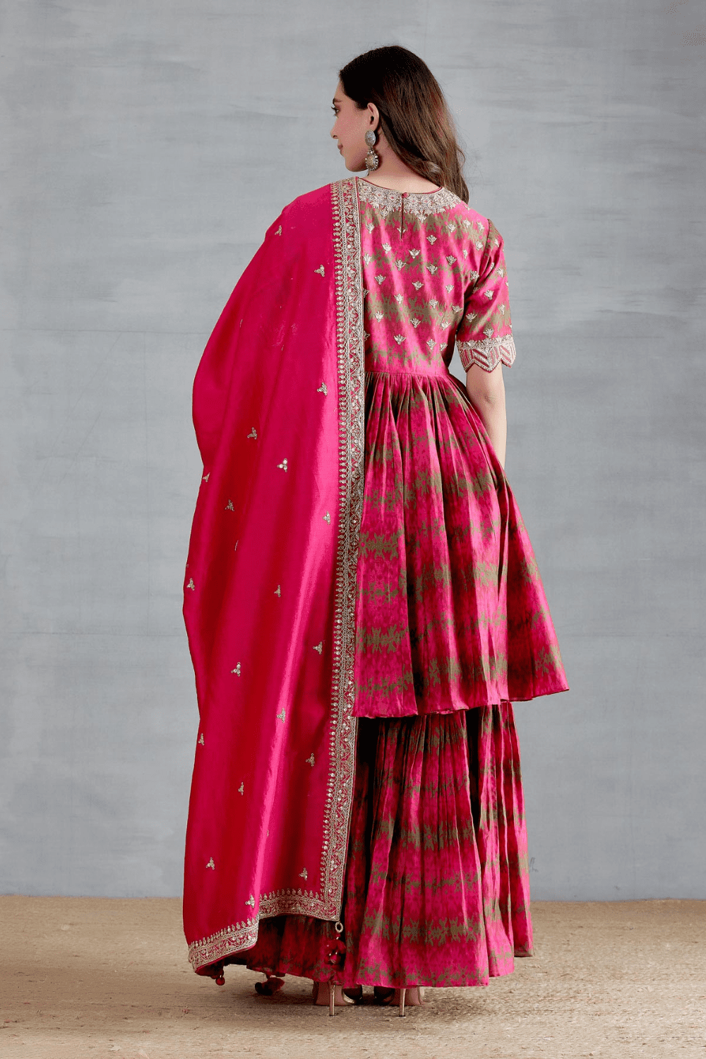 Heavy Neckline Marodi Dabka Work With Peplum Garara Set