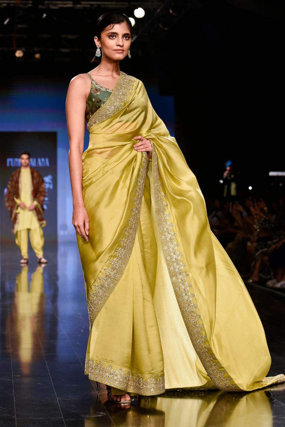 Dry Heena Green Saree with Printed Blouse