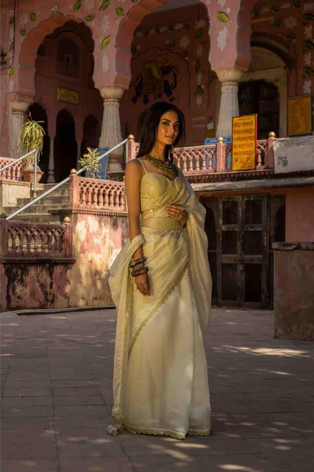 Mint Organza Silk Saree