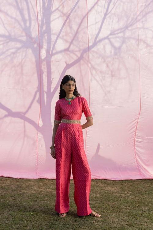 Moonga Banarasi Silk Jump Suit