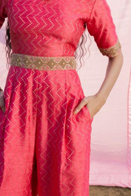 Moonga Banarasi Silk Jump Suit