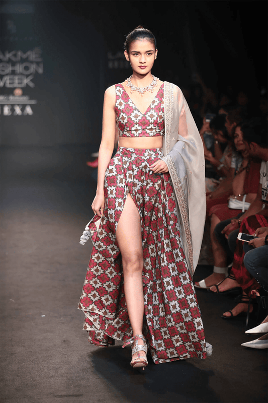 Printed Skirt With Top & Dupatta