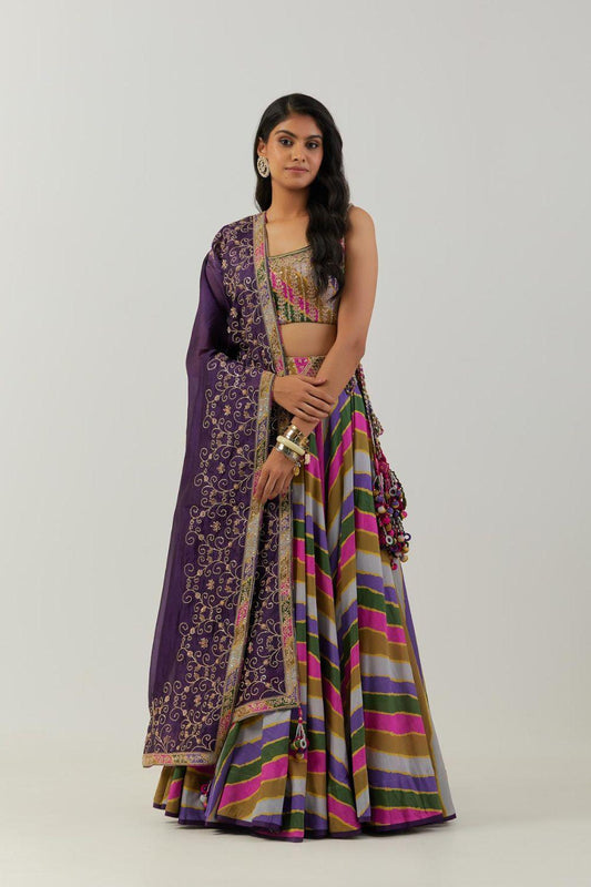 Grey & Purple Lehenga With Heavy Dupatta