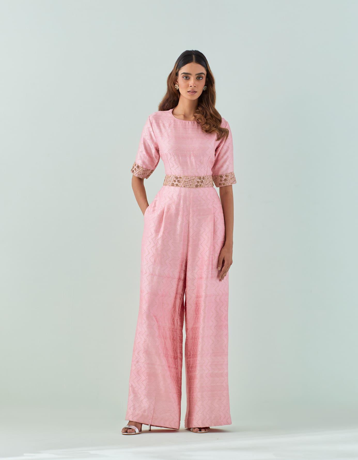 Masoom Gulaabi Banarasi Silk Jumpsuit