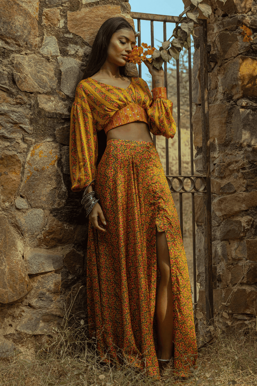 Crop top with skirt traditional 2025