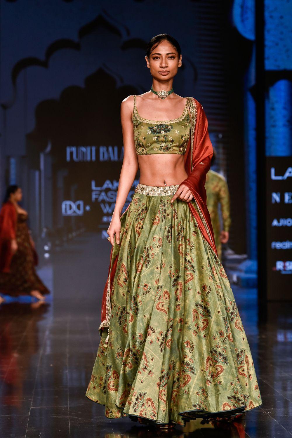 Dry Heena Green Printed Lehenga Set