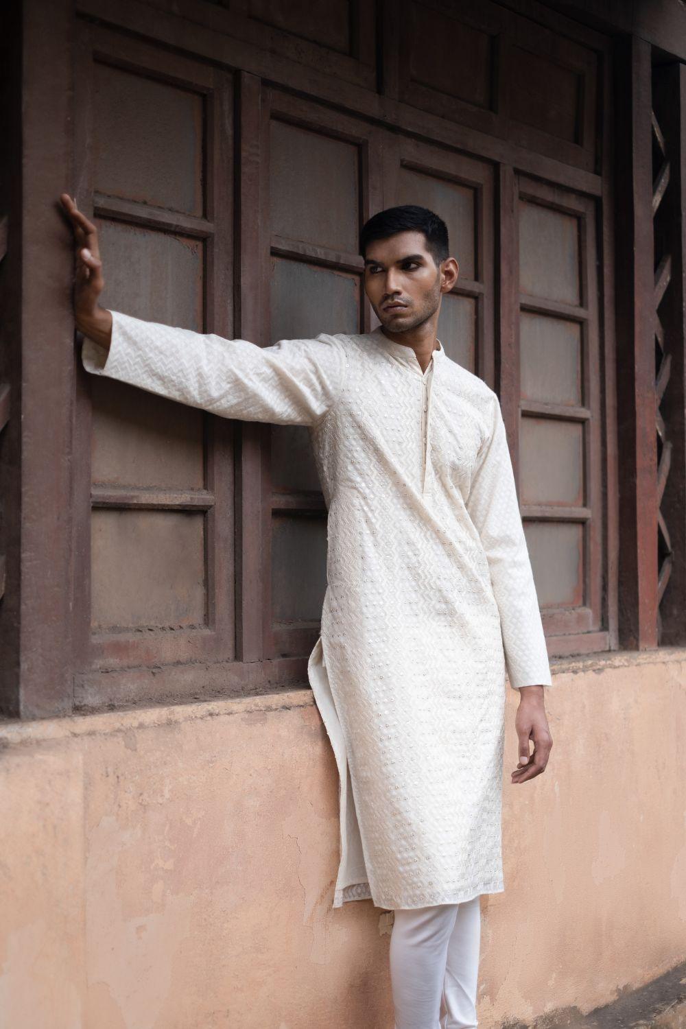 White kurta pajama on sale churidar