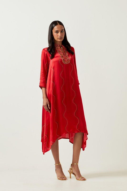 Red Bandhani Tunic