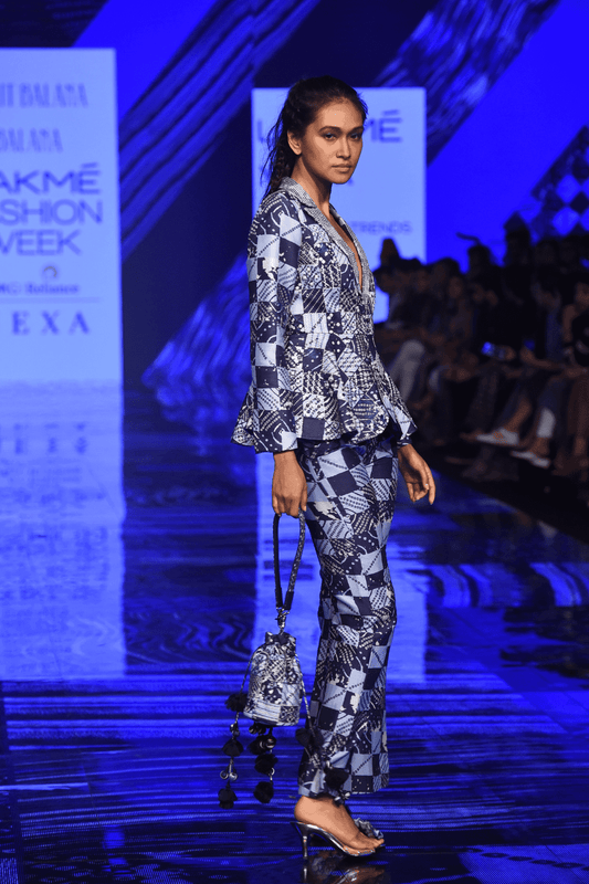 Blue Peplum Jacket With Pants Punit Balana