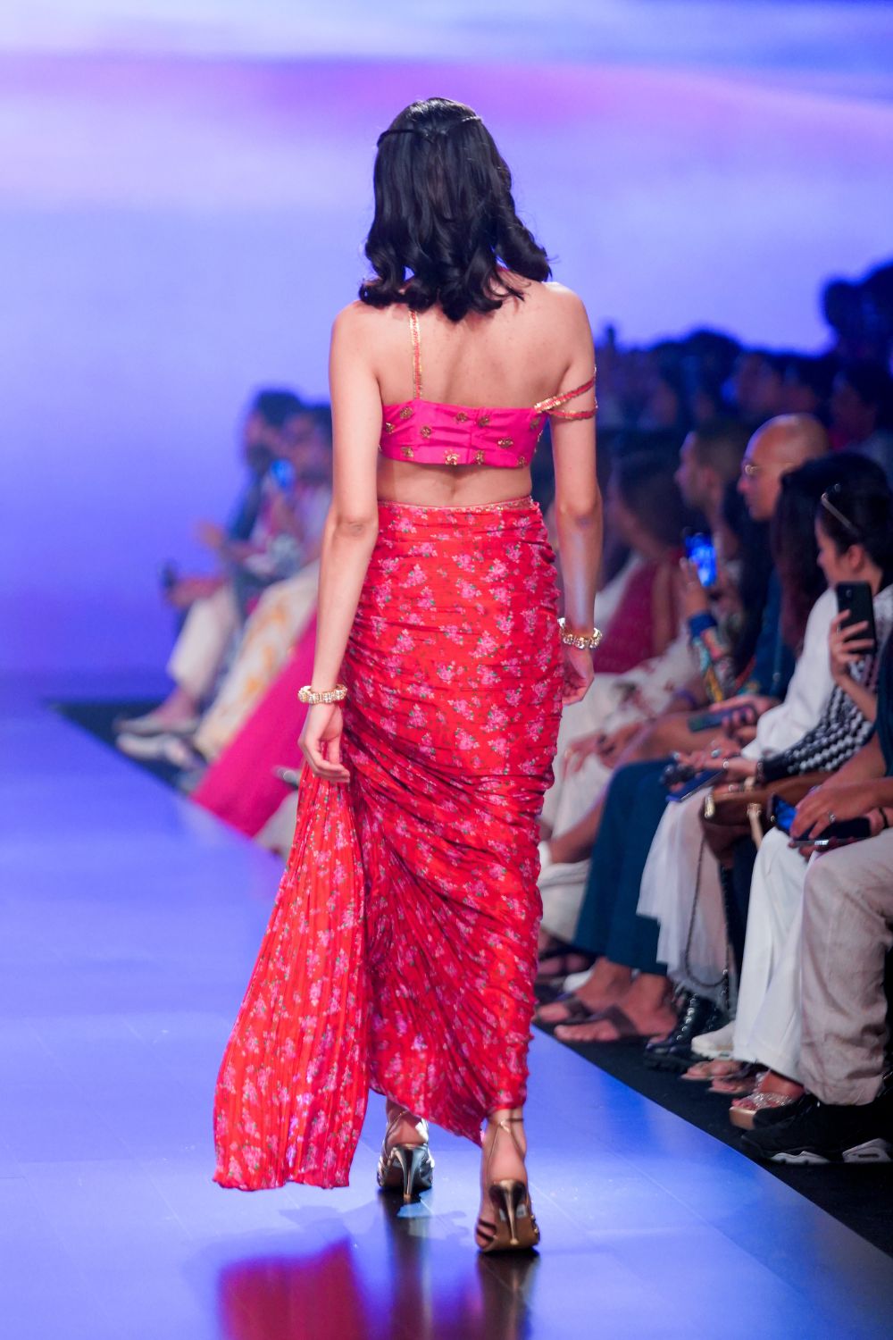 Surkh Laal Floral Draped Skirt and  Top