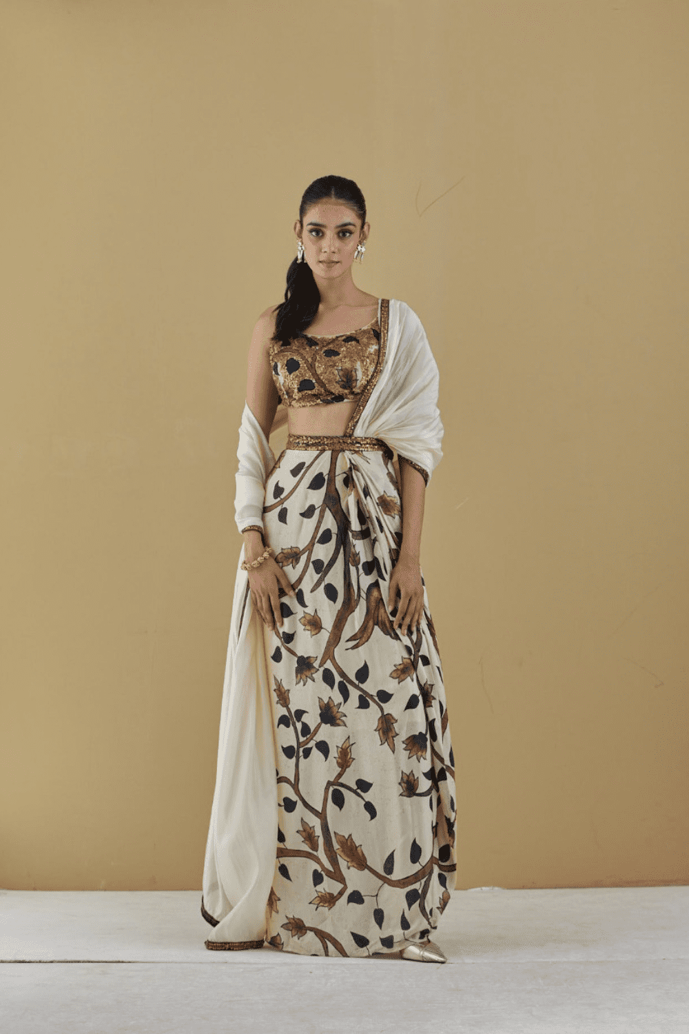 Buttercup Drape Saree With Embroidered Blouse