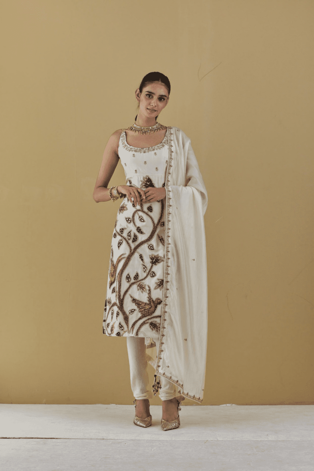 Buttercup Kurta Chudidar Set With Organza Silk Dupptta