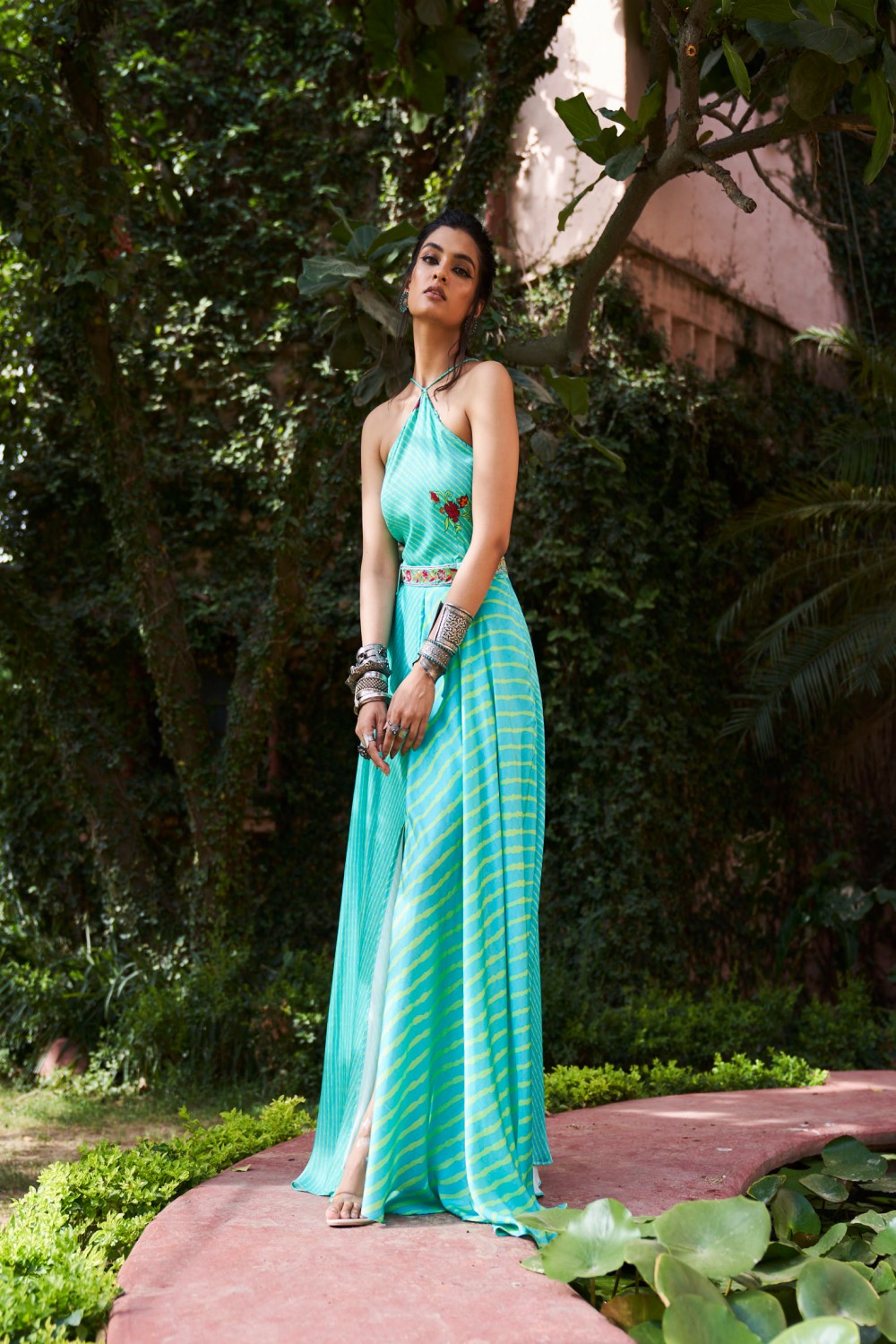 Turquoise Satin Silk Dress