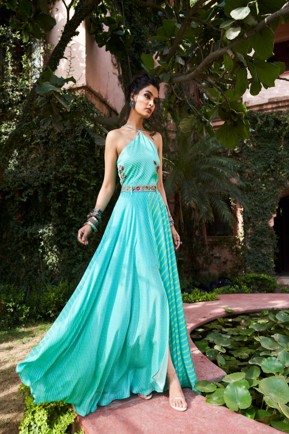 Turquoise Satin Silk Dress