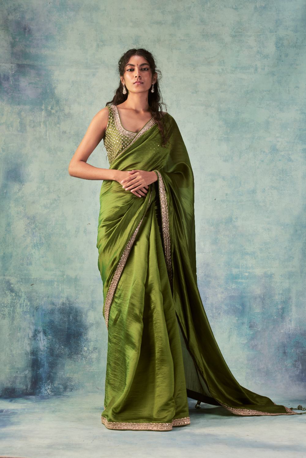 Olive Green Sarees Printed - Buy Olive Green Sarees Printed online in India