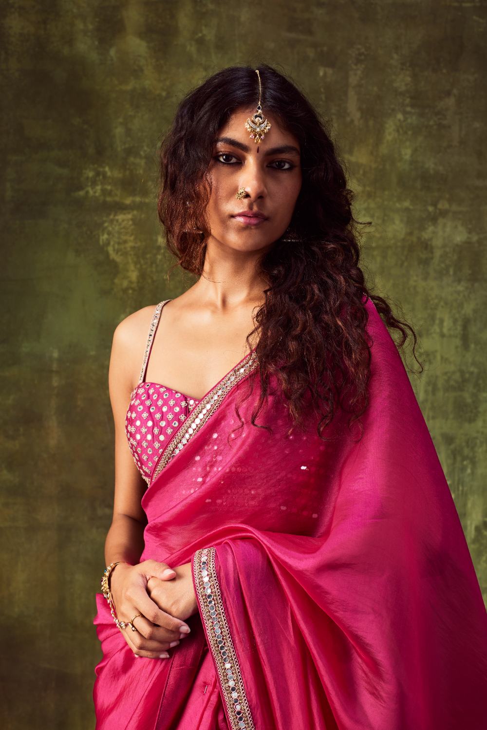 Buy Pink Sarees for Women by FOURLEAF Online | Ajio.com
